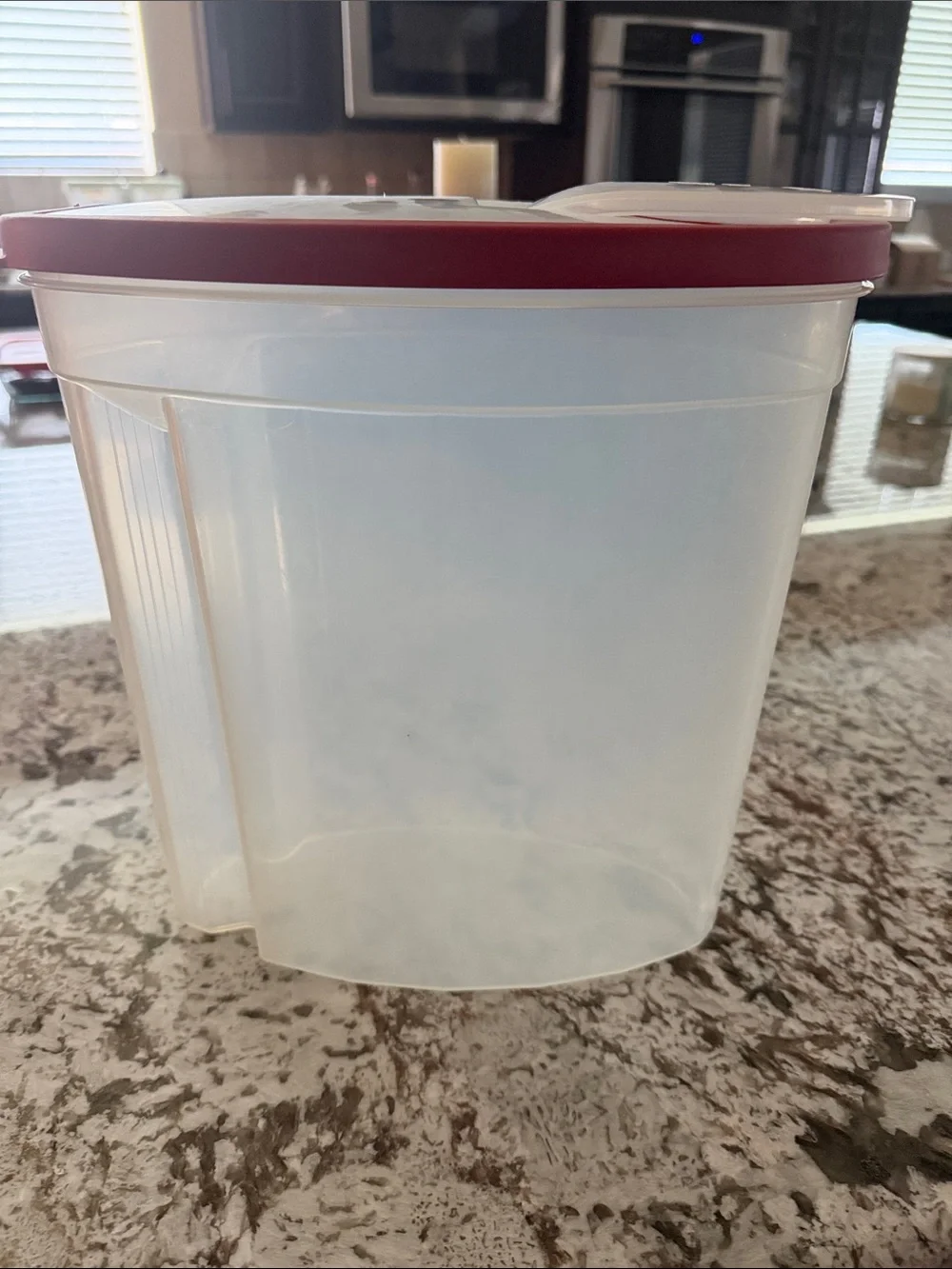 Clear Plastic Kitchen Storage Container with Red Lid set of 3
